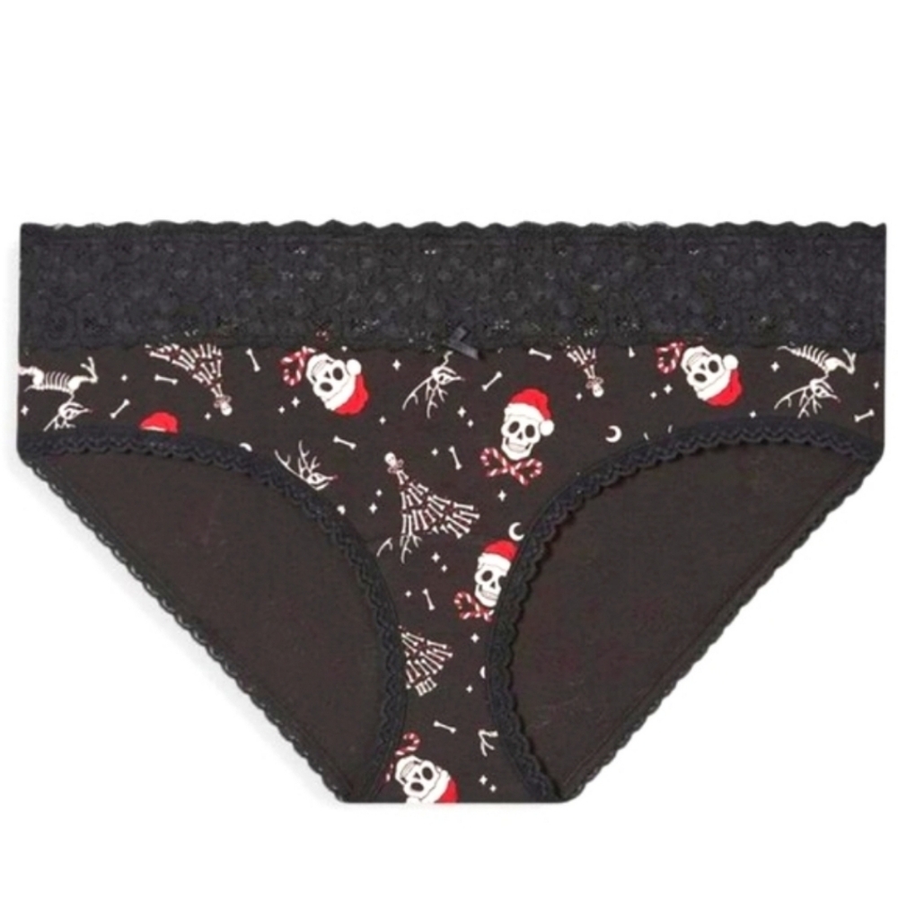 ❤️NWT TORRID PANTY - BONES SKULL SANTA HAT CHRISTMAS - HIPSTER PLUS SIZE
